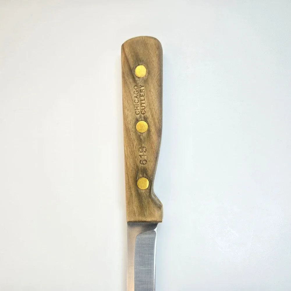 Vintage Chicago Cutlery 61S Boning Knife Vintage Walnut Handle Brass Rivets USA